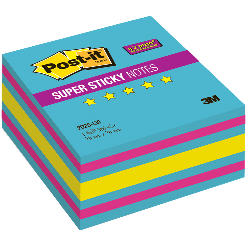 Самоклеящийся блок Post-it "Super Sticky. Love is", 76*76мм, 3 цвета, 360л