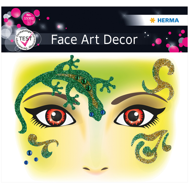 Наклейки для лица 12*12,7см, "Face Art. Gecko"