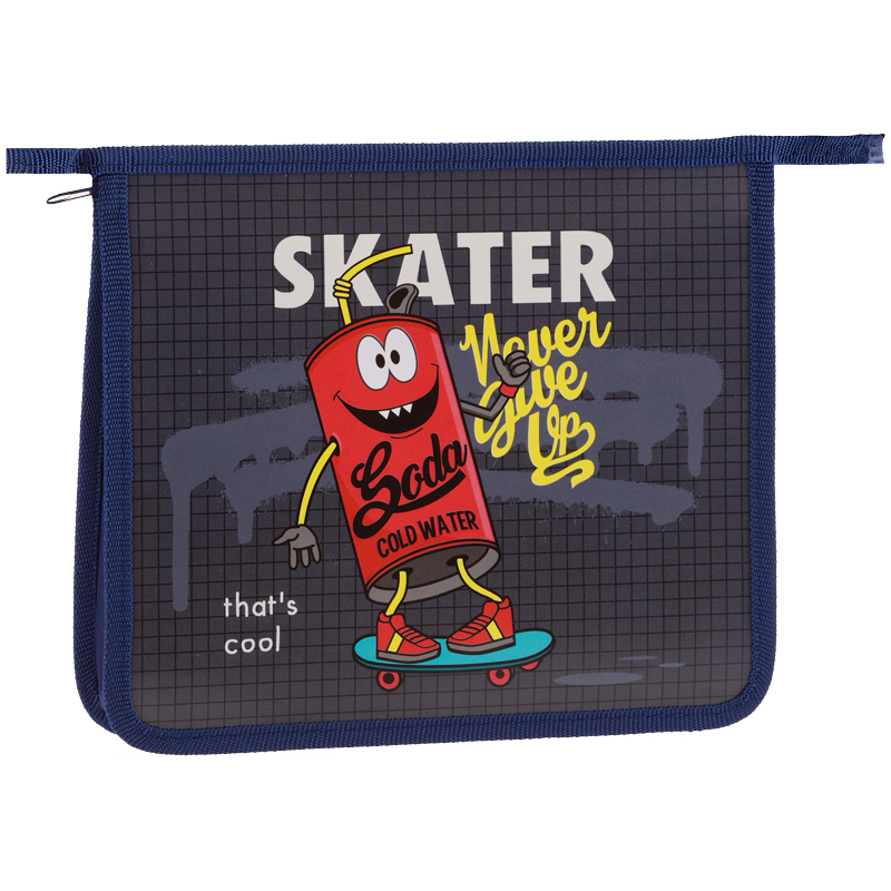 Папка для тетрадей 1 отделение, А5, ArtSpace "Skater", пластик, на молнии