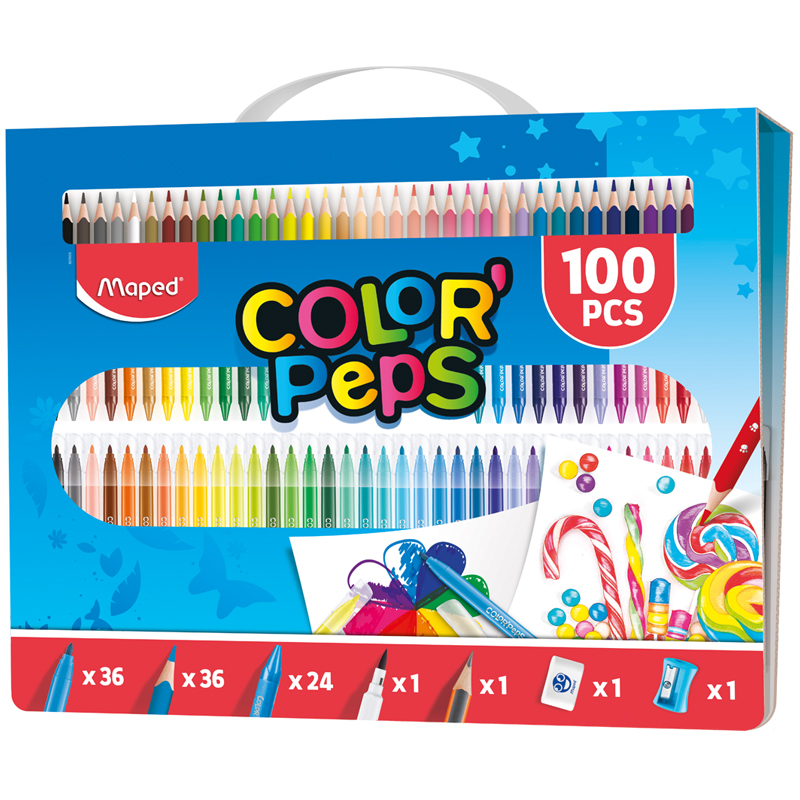 Набор для рисования Maped "Color'Peps Kit 100" ,100 предметов, пласт. футляр
