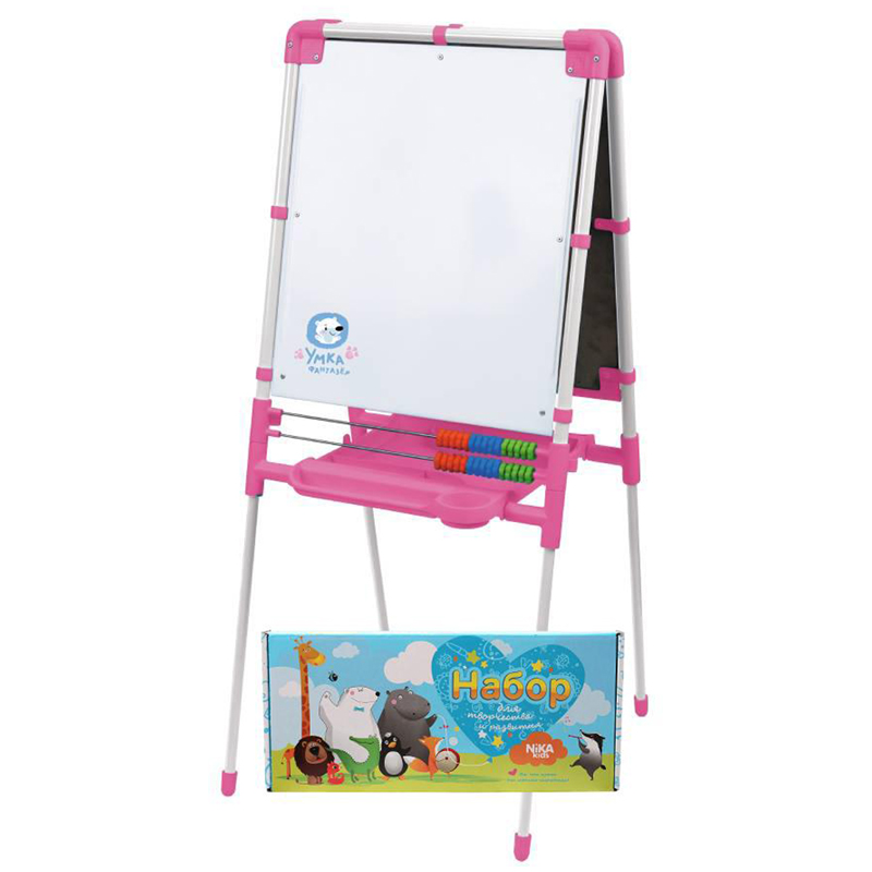 Доска-мольберт детский Nika kids "Умка-фантазер" МУ2/Р, 2-сторон., белый/розовый