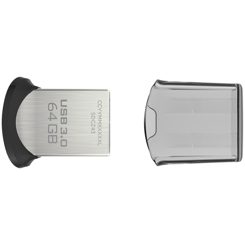 Память SanDisk "Ultra Fit"  64GB, USB 3.0 Flash Drive, хром