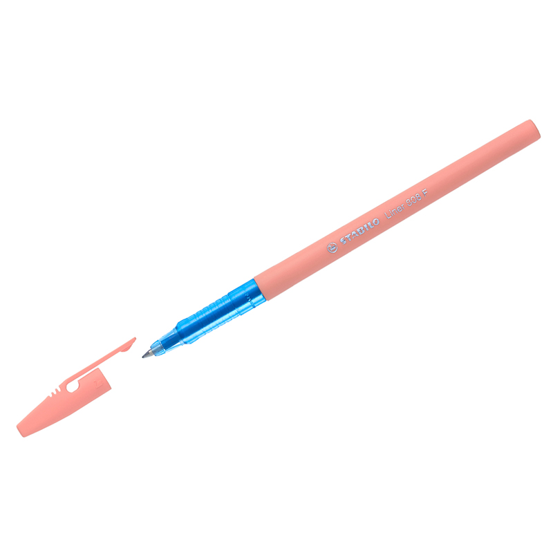 Ручка шариковая Stabilo "Liner Pastel 808 F" синяя, цвет корпуса персиковый, 0,38мм