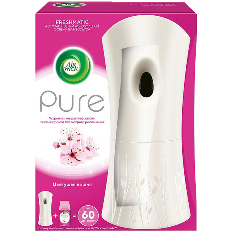 УЦЕНКА-Комплект освежитель воздуха авт. и смен. блок Airwick Freshmatic "Pure. Цветущая вишня",  250мл