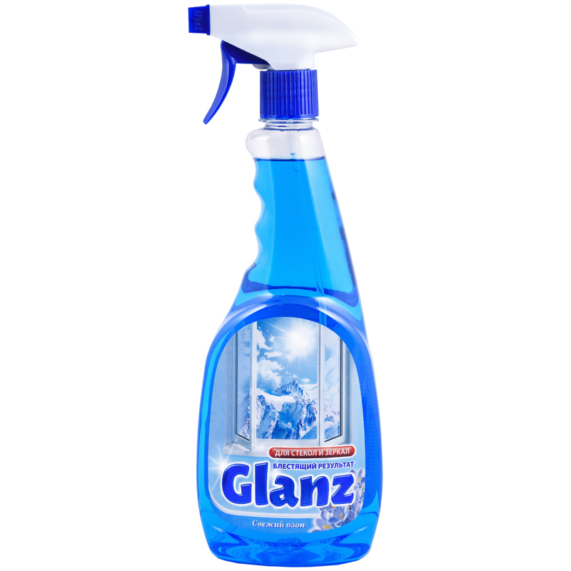 Средство для мытья стекол и зеркал Glanz "Свежий озон", 750мл, с курком