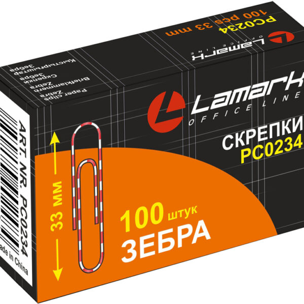 Скрепки "зебра" 33 мм/100 шт. с виниловым покрытием
