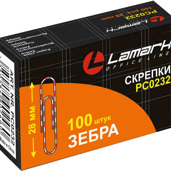 Скрепки "зебра" 28 мм/100 шт. с виниловым покрытием