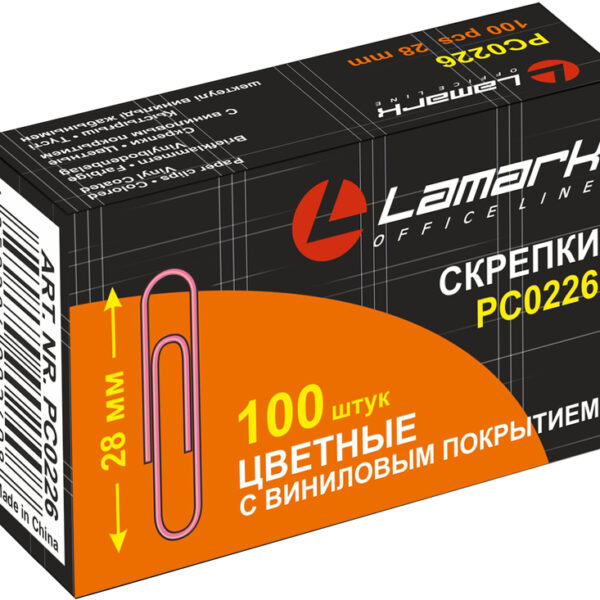 Скрепки цветные 28 мм/100 шт. с виниловым покрытием