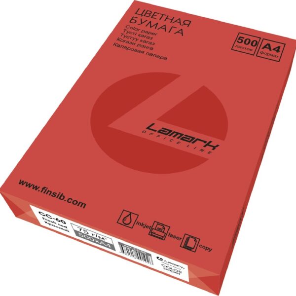 Бумага цветная для печати Lamark (CC-60) красный А4 75 г/кв.м 500л