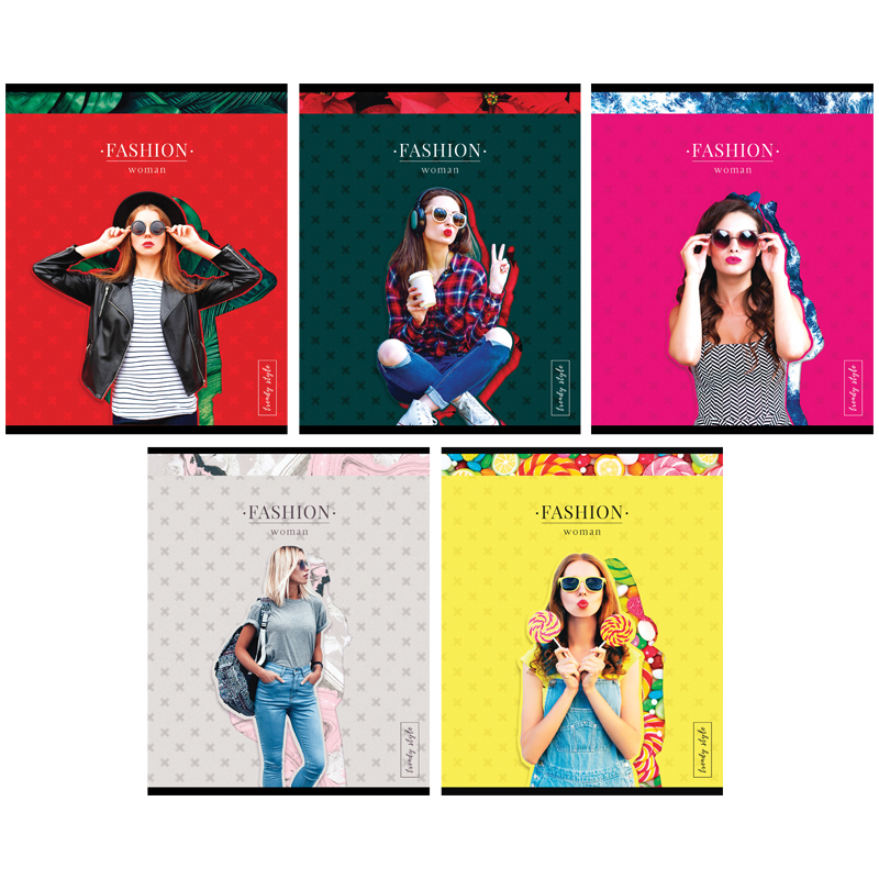 Тетрадь 48л., А5, клетка Greenwich Line "Девушки. Fashion girls", матов. ламин., выб. УФ-лак, 70г/м2