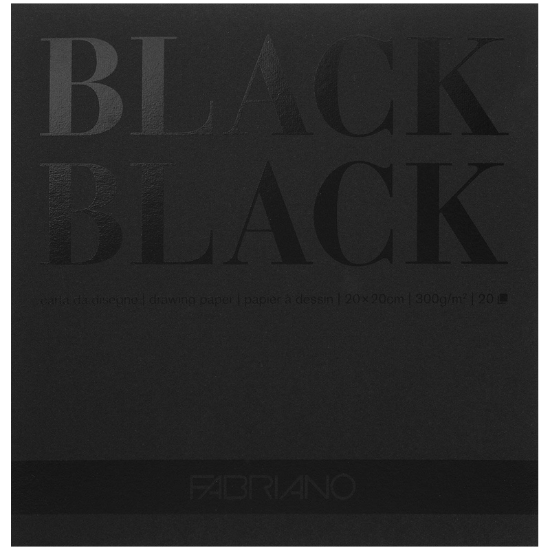 Скетчбук для эскизов и зарисовок 20л. 200*200мм на склейке "BlackBlack", 300г/м2, черная бумага