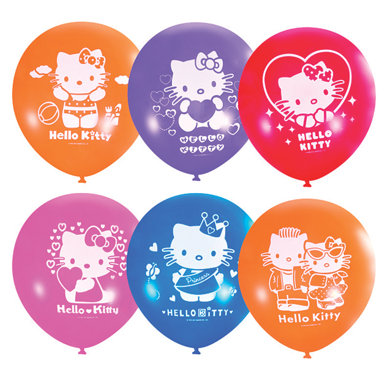 Воздушные шары,   5шт., М12/30см, Поиск "Hello Kitty", пастель+декоратор, Х-107, европодвес