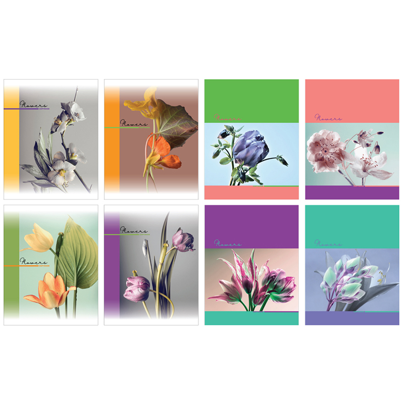 Тетрадь 80л., А5, клетка на гребне BG "Flowers", двойная обложка