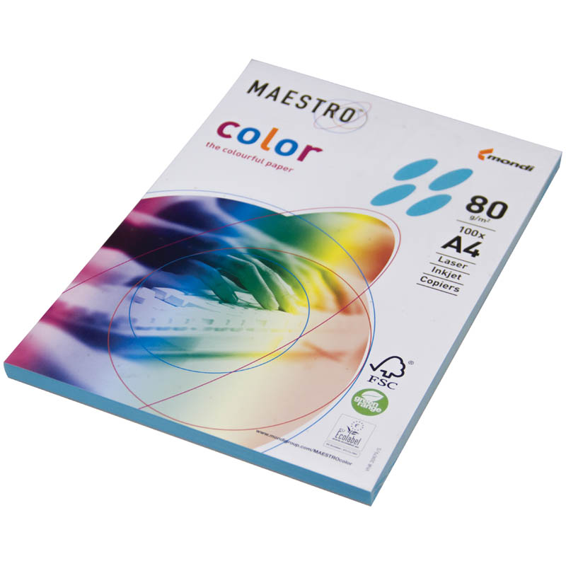 Бумага Maestro "Color intensive" А4, 80г/м2, 100л. (светло-синий)