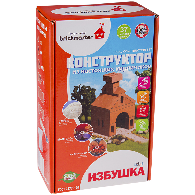 Конструктор керамический Брикмастер "Избушка", 37 деталей, картонная коробка