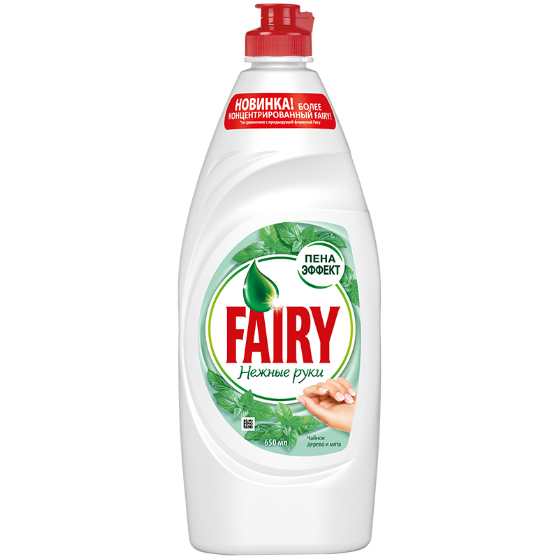 Средство для мытья посуды Fairy "Нежные руки. Чайное дерево и мята", 0,65л