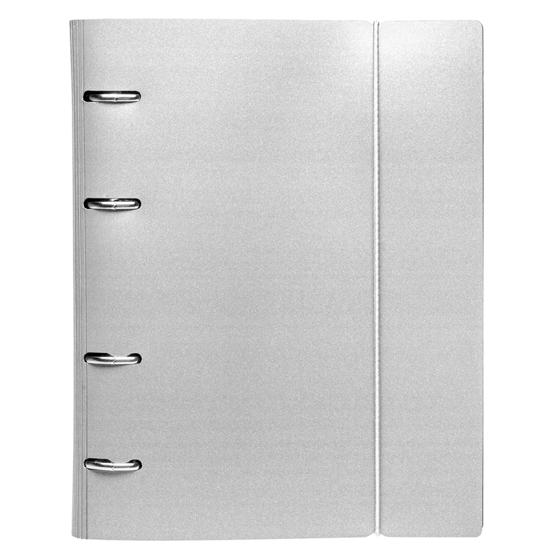 Тетрадь на кольцах А5, 120л., Hatber "Metallic. Серая", пластиковая обложка, резинка