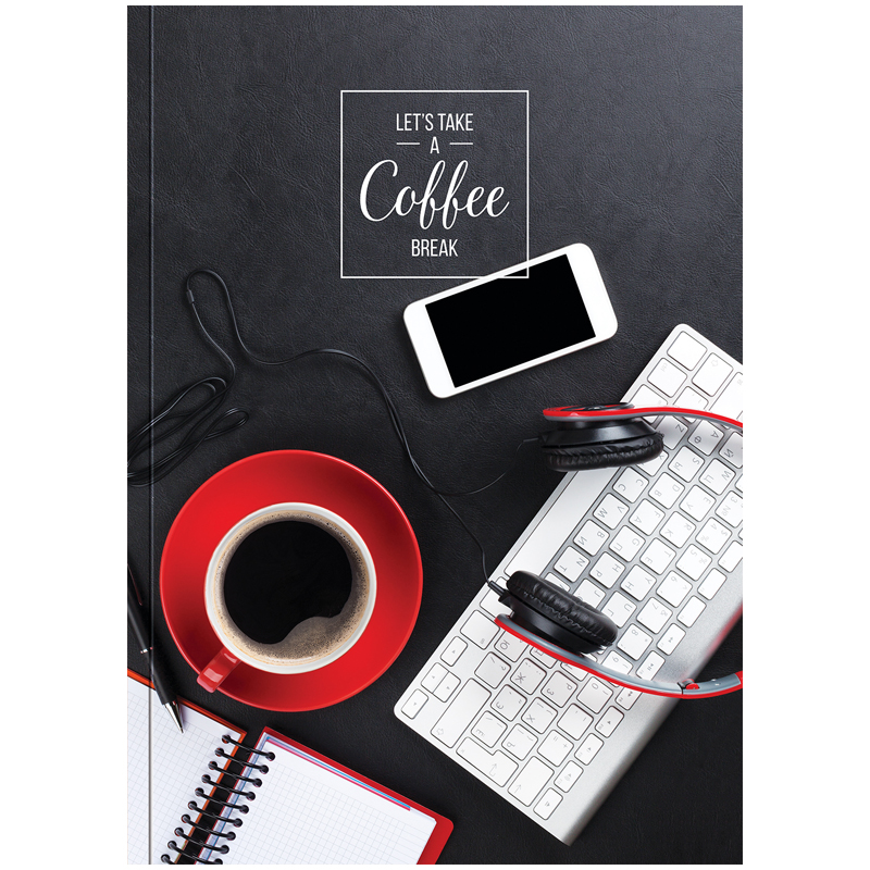 Бизнес-блокнот А4 80л. OfficeSpace "Офис. Coffee", 5-ти цветный блок, глянцевая ламинация