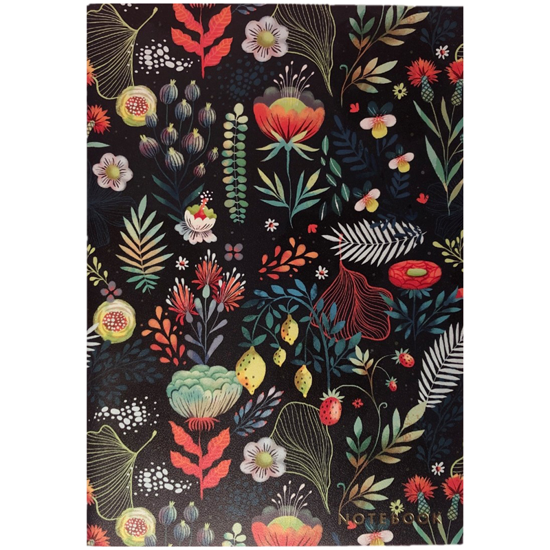 Записная книжка А4 30л., сшивка "Floral", 90г/м2, золотое тиснение, слоновая кость