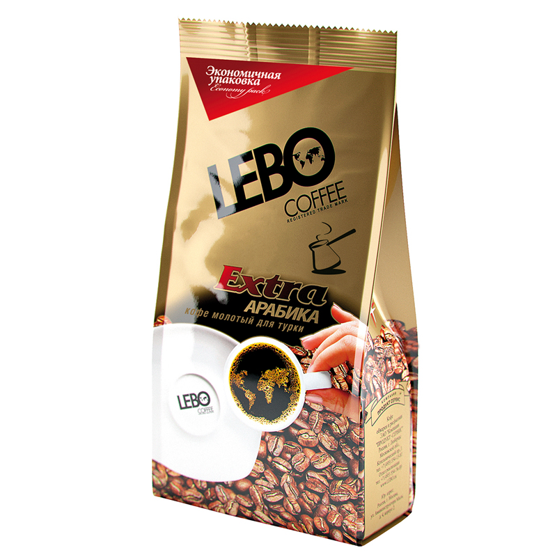 Кофе молотый LEBO "Extra", арабика, для турки, вакуумный пакет, 200г