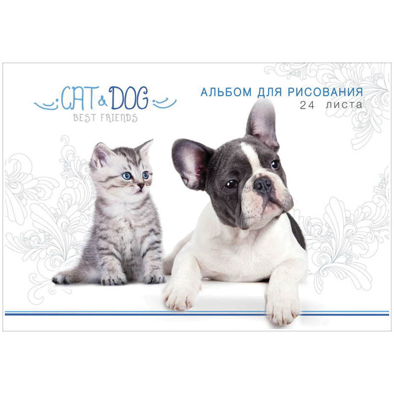 Альбом для рисования 24л., А4, на скрепке ArtSpace "Питомцы. Best friends", обл. офсет