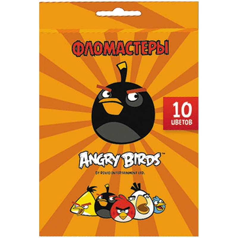 Фломастеры "Angry Birds" 10цв., картон. уп., европодвес