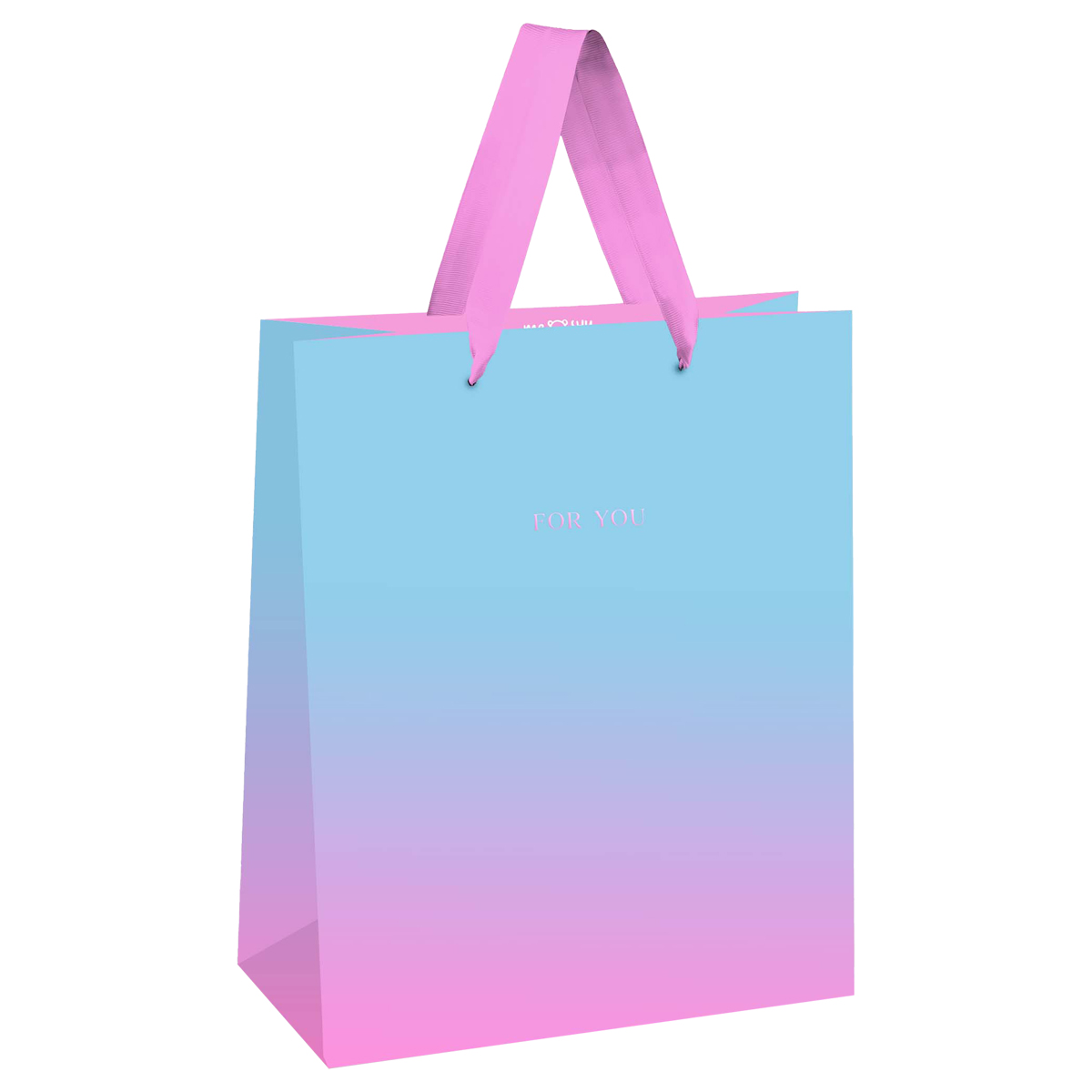 Пакет подарочный 18*23*10см MESHU "Duotone. Light blue-Pink gradient", отд. фольгой, матовая ламинац MS_51845