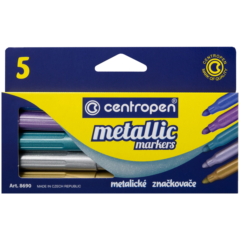 Набор маркеров для декорирования Centropen "Metallic Markers" 05цв., металлик, пулевид., 2-3мм, карт.