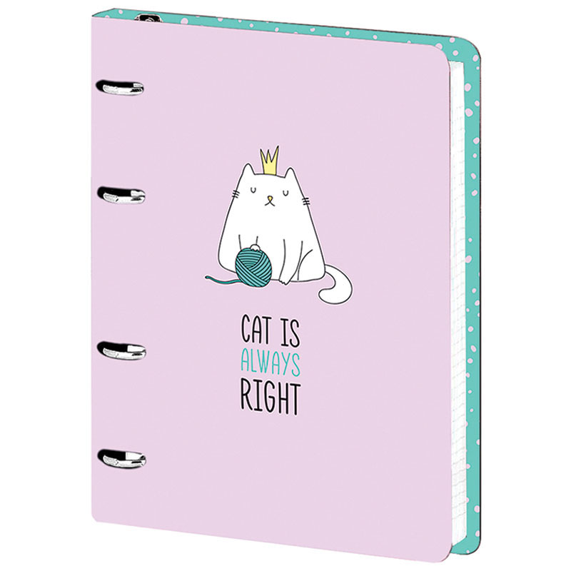 Тетрадь на кольцах А5, 120л., MESHU "Right cat", картон, матовая ламинация, выборочный УФ-лак