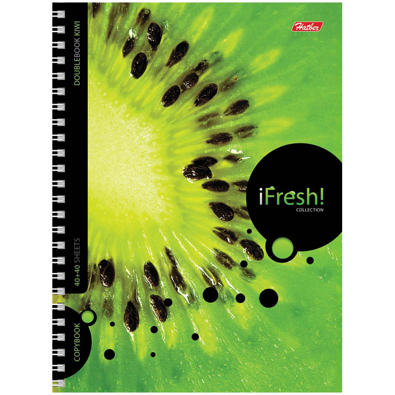 Тетрадь 80л. А5 клетка на гребне двойная "iFRESH", твердая обложка