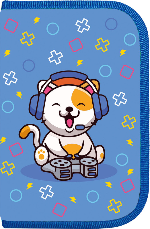 Пенал Lamark SMART Content/УМНЫЙ Контент Little Gamers/Маленькие геймеры на одно отд., 140х210х40 мм, печать по ткани Премиум, с косметичкой и карманом для смартфона внутри, на 36 предметов