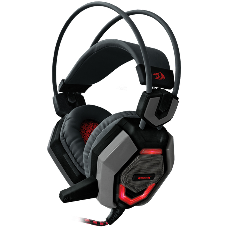 Наушники с микрофоном игровые Redragon "Placet" (с регулятором громкости), 2,2м, красный, черный