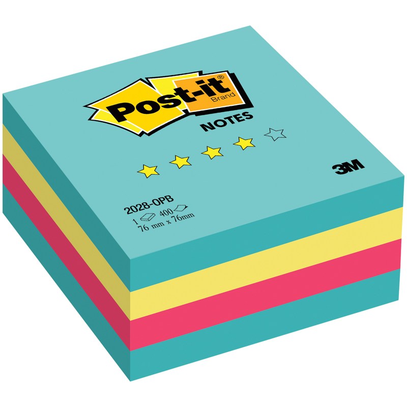 Самоклеящийся блок Post-it Original "Зима", 76*76мм, 400л, 3 цвета