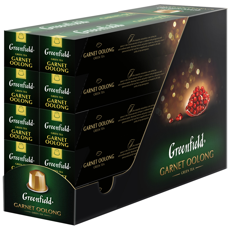 Чай в капсулах Greenfield "Garnet Oolong", зеленый, гранат-василек, капсула 2,5г, 10 алюм.капсул, для машины Nespresso