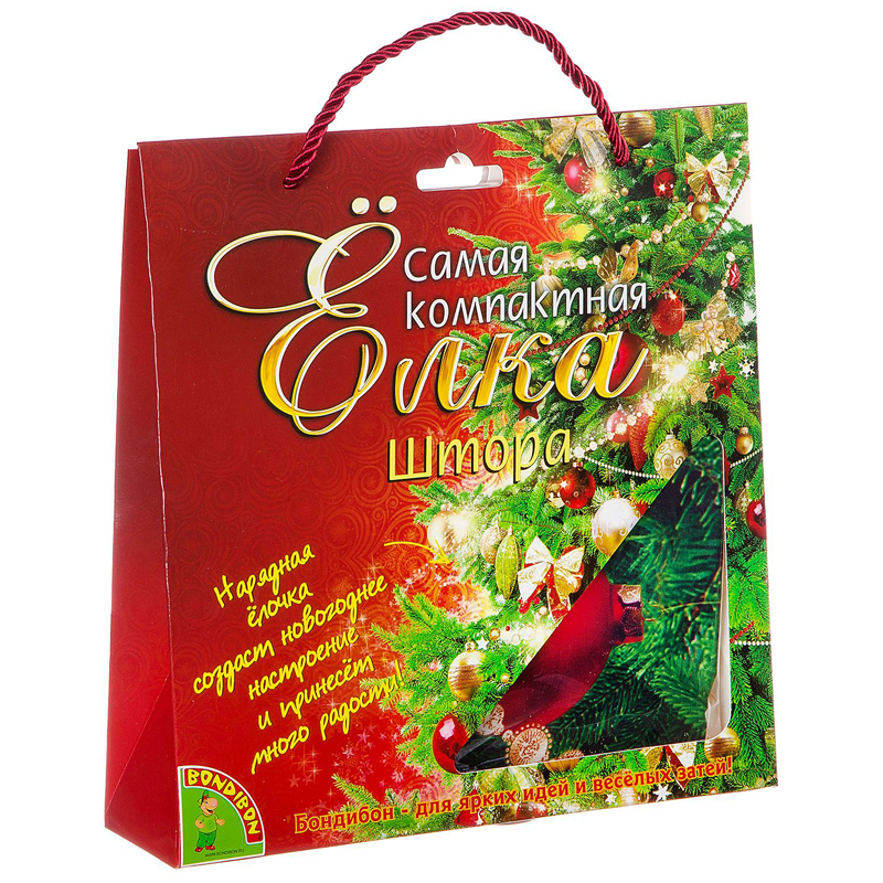 Ель декоративная Bondibon "Самая компактная елка "Штора - Новогодняя елка", 140*230см