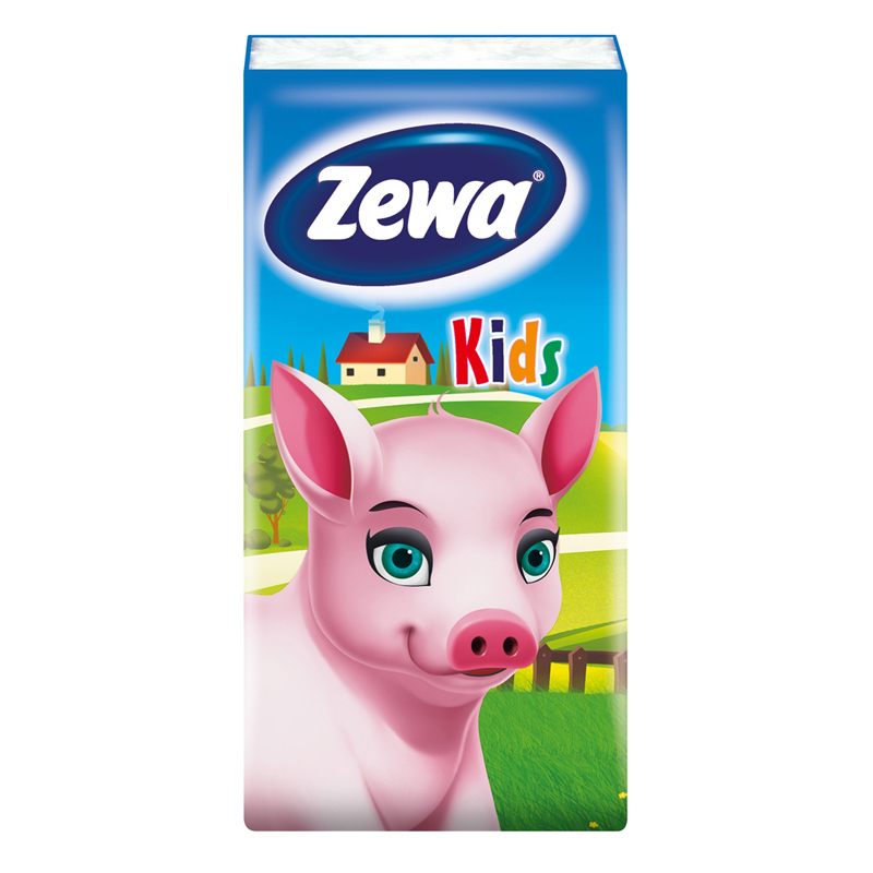 Платки бумажные носовые Zewa детские 3сл, 10шт/спайка
