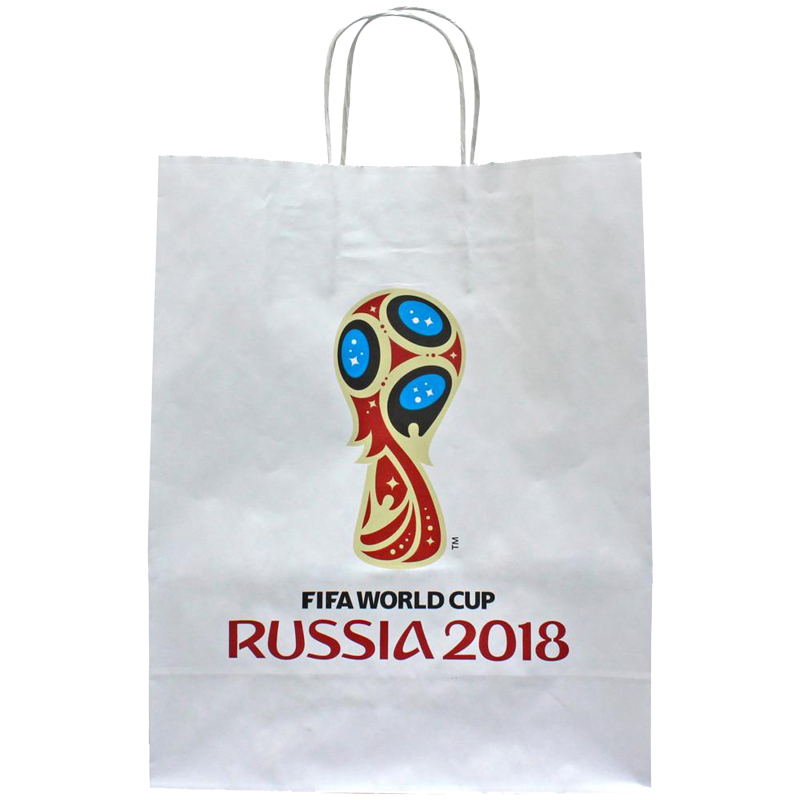 Пакет подарочный 32*27*12см, FIFA 2018, крафт белый