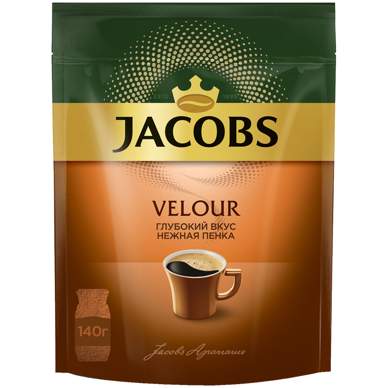 Кофе растворимый Jacobs "Velour", порошкообразный, мягкая упаковка, 140г
