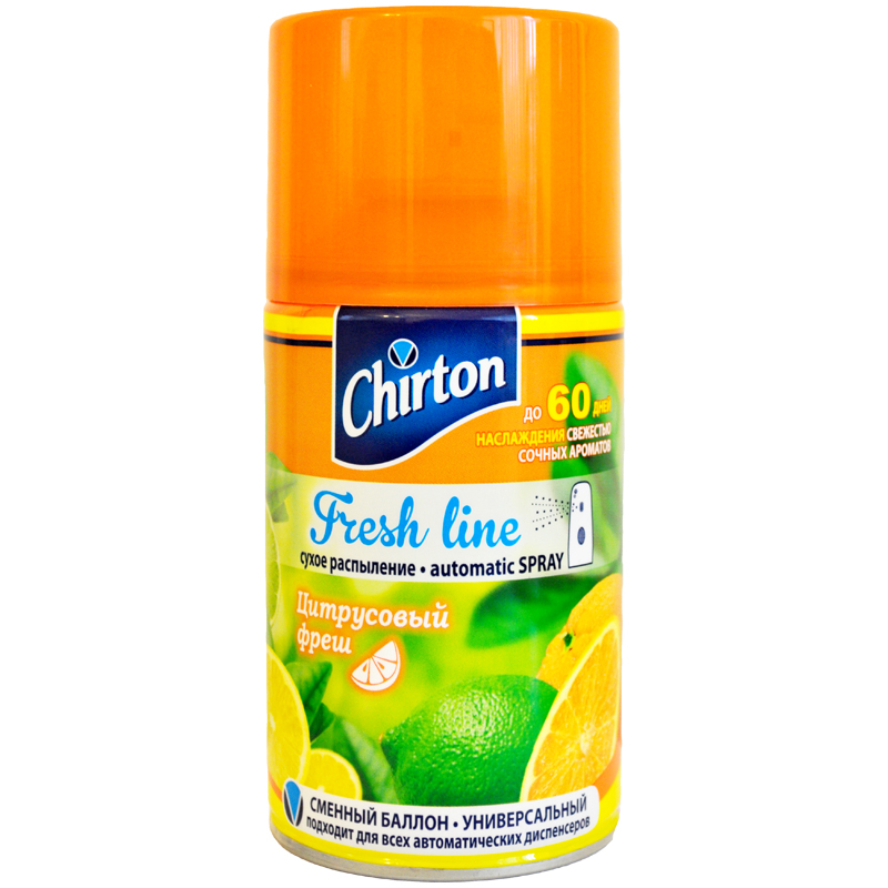 Сменный баллон для освежителя воздуха Chirton "Fresh Line. Цитрусовый фреш", сухое распыл., 250мл