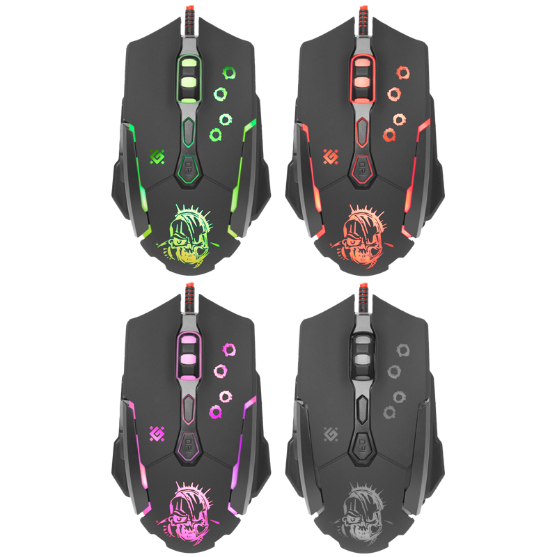 Мышь игровая Defender Killer GM-170L, USB, 800-3200dpi, с подстветкой, черный, 6btn+Roll, коврик