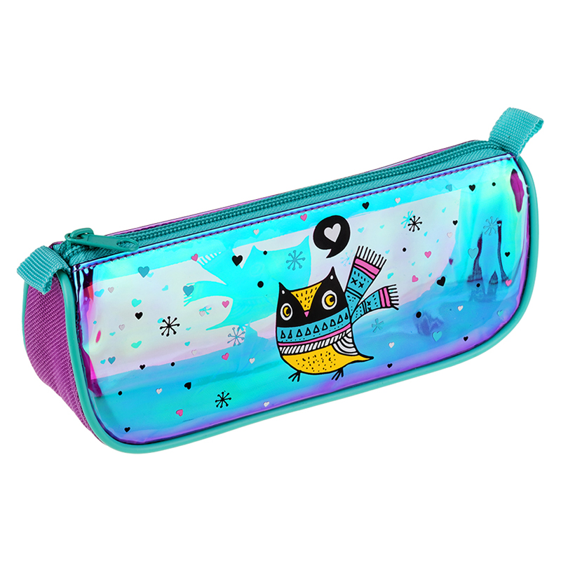 Пенал-косметичка 200*80*45 Berlingo "Pretty owl", голографический ПВХ