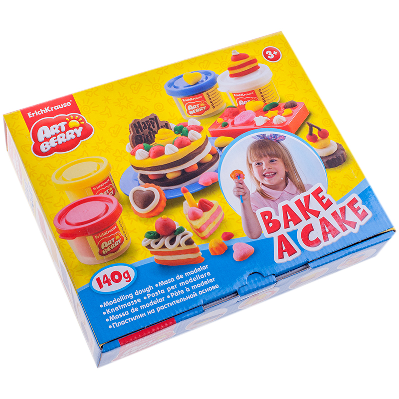Набор для лепки ArtBerry "Bake a Cake", 04 цвета*35г, аксессуары, картон