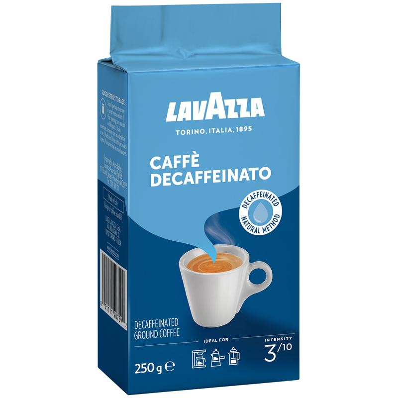 Кофе молотый Lavazza "Caffe Decaffeinato", вакуумный пакет, 250г, без кофеина