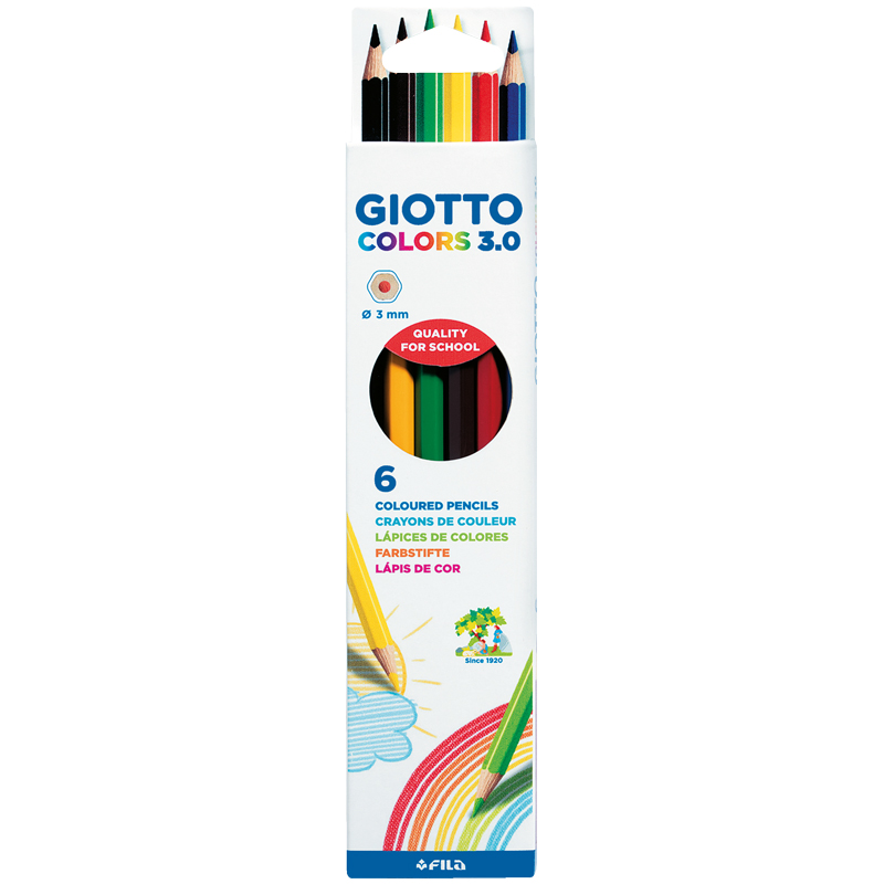 Карандаши цветные Giotto "Colors" 06цв., заточен., картон, европодвес