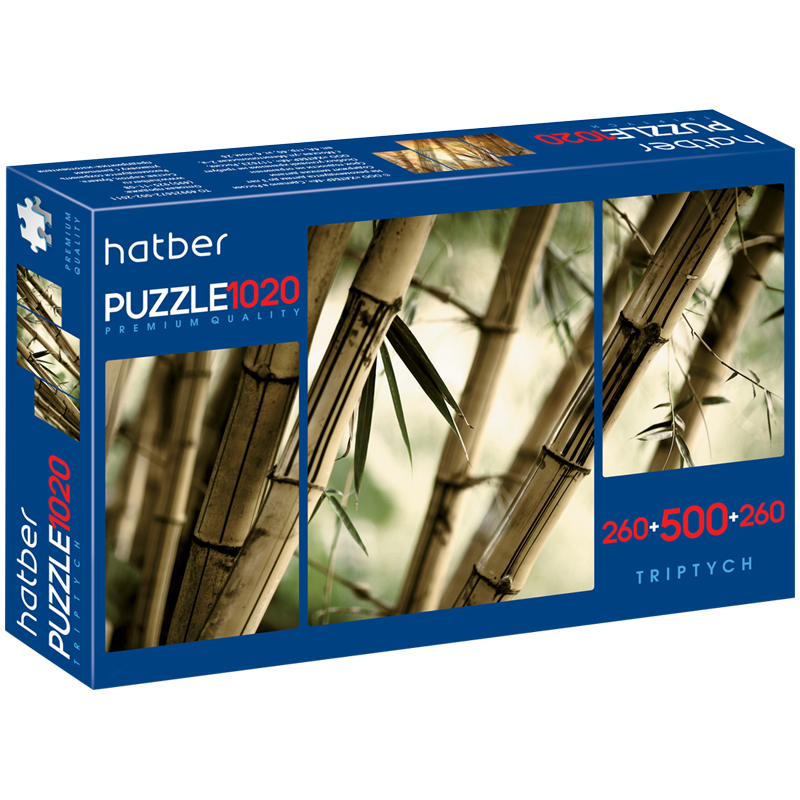 Набор пазлов 500, 260*2 эл. Hatber Premium "Triptych. Бамбуковый лес"