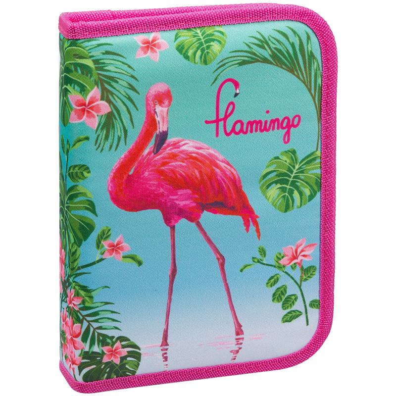 Пенал 1 отделение, 200*140*40 Berlingo "Flamingo", дополнительная откидная секция, полиэстер