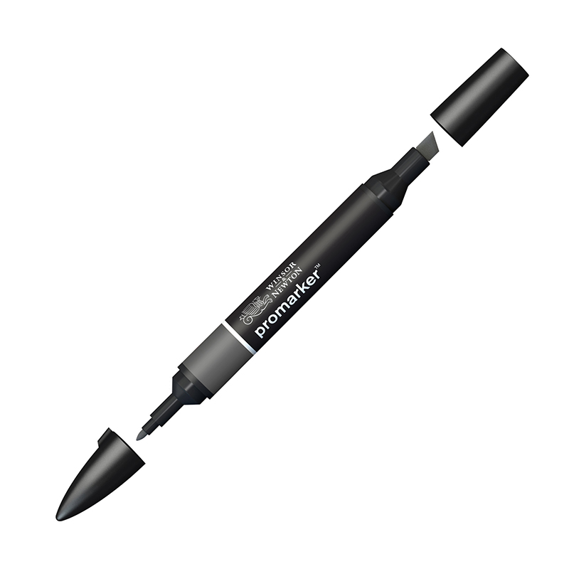 Маркер художественный двухсторонний Winsor&Newton "Pro", пулевидный/скошенный, 2мм/7мм, серый холодный, тон 5