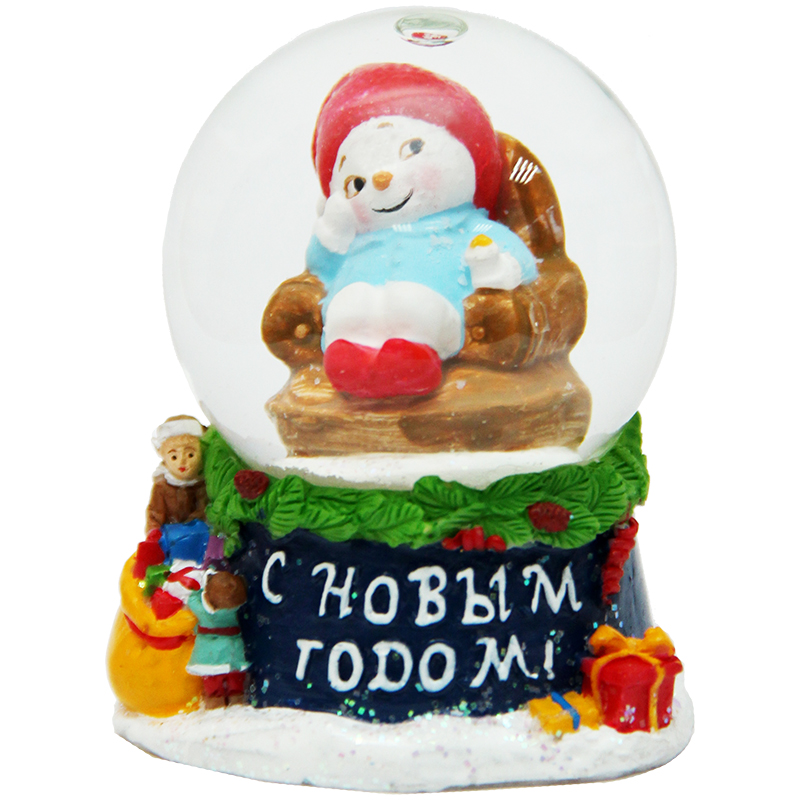 Водяной шар "Снеговичок в кресле"  5,5*4,8*6,2см