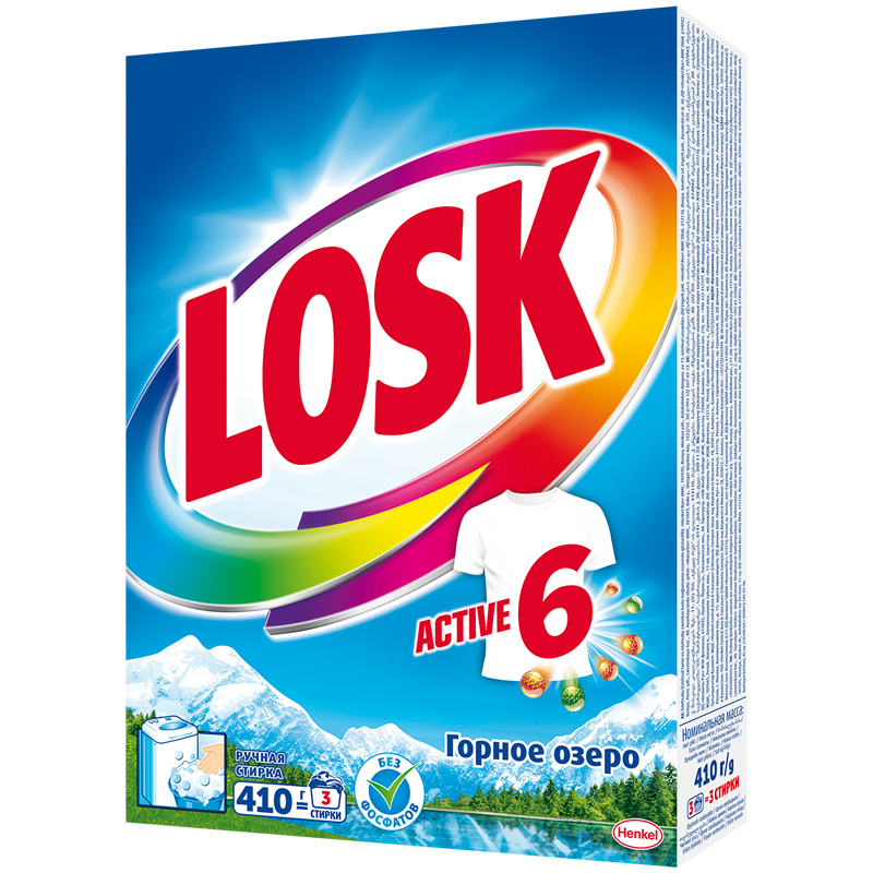 Порошок для ручной стирки Losk "Горное озеро", 410г
