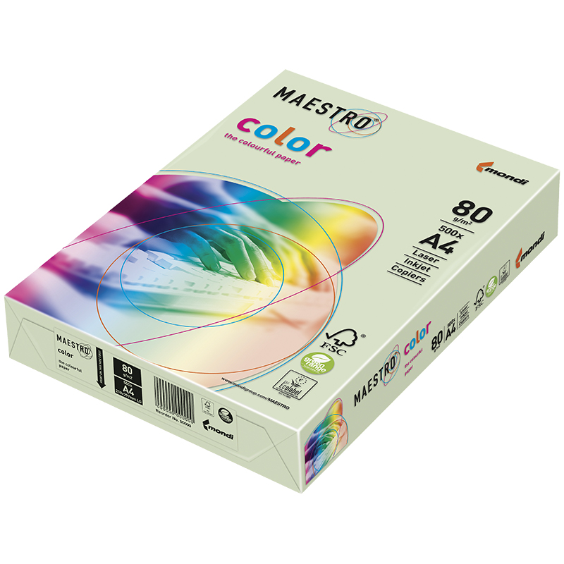 Бумага Maestro "Color pale" А4, 80г/м2, 500л. (светло-зелёный)